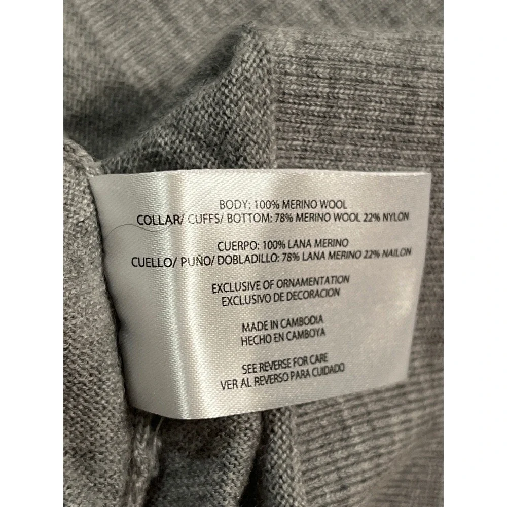 Banana Republic Mens Gray V Neck Merino‎ Wool Sweater Size L